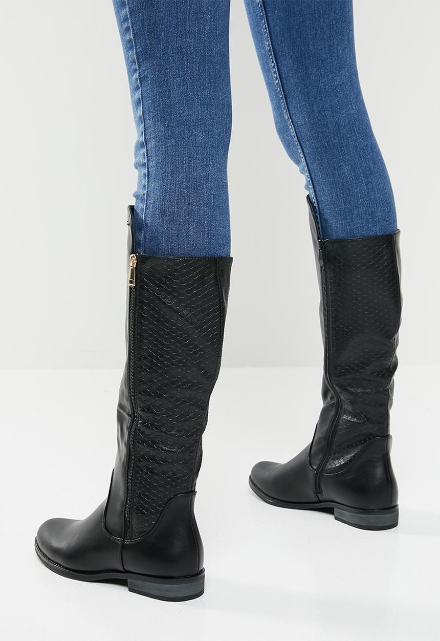 Plum - Beryn knee length boot - black
