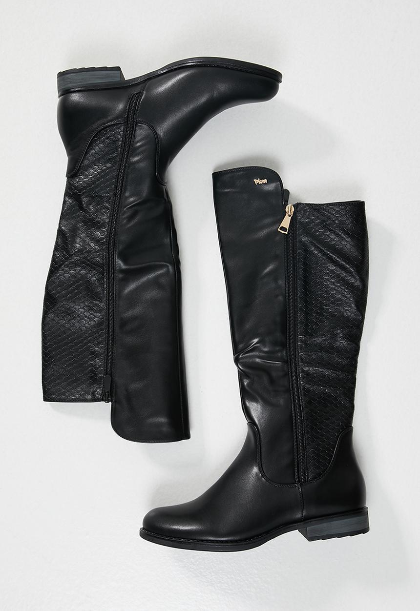 Plum - Beryn knee length boot - black