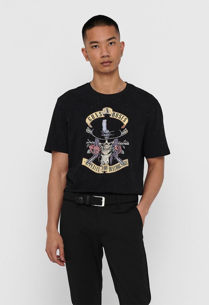 Only & Sons - Guns and roses life reg short sleeve nf - black