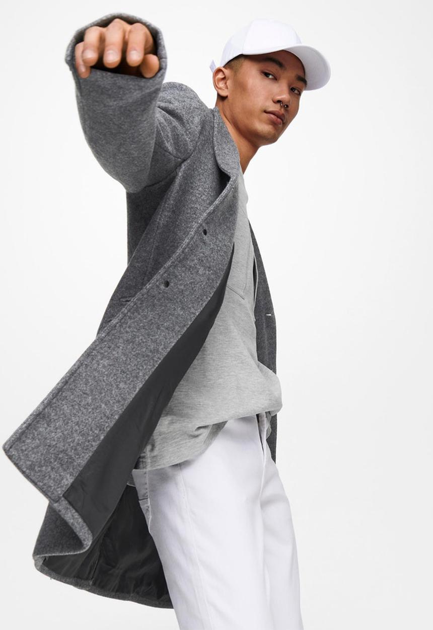 Only & Sons - Julian star coat otw - light grey