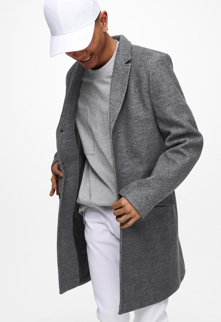 Only & Sons - Julian star coat otw - light grey
