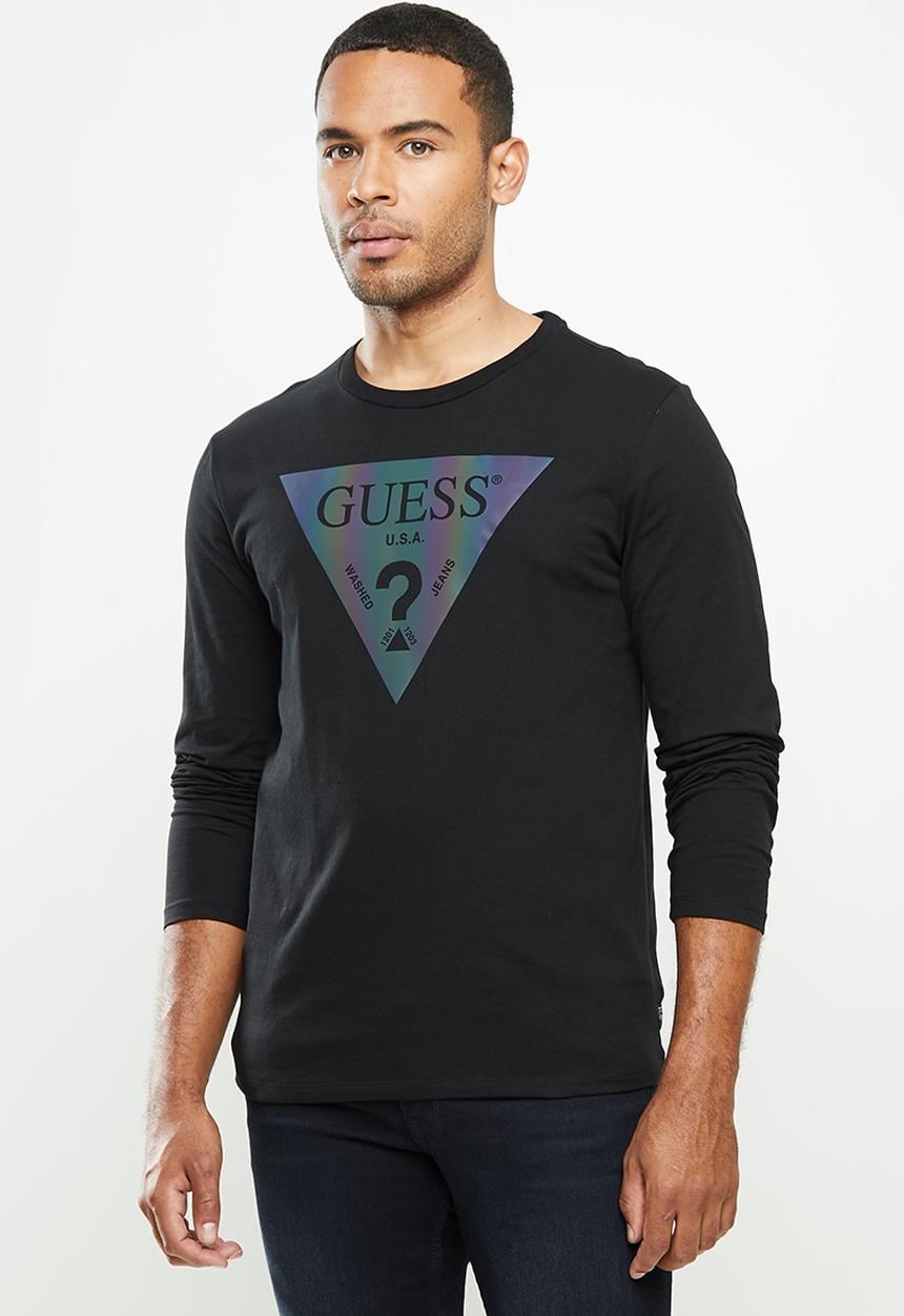 GUESS - Long sleeve guess hologram tee - black