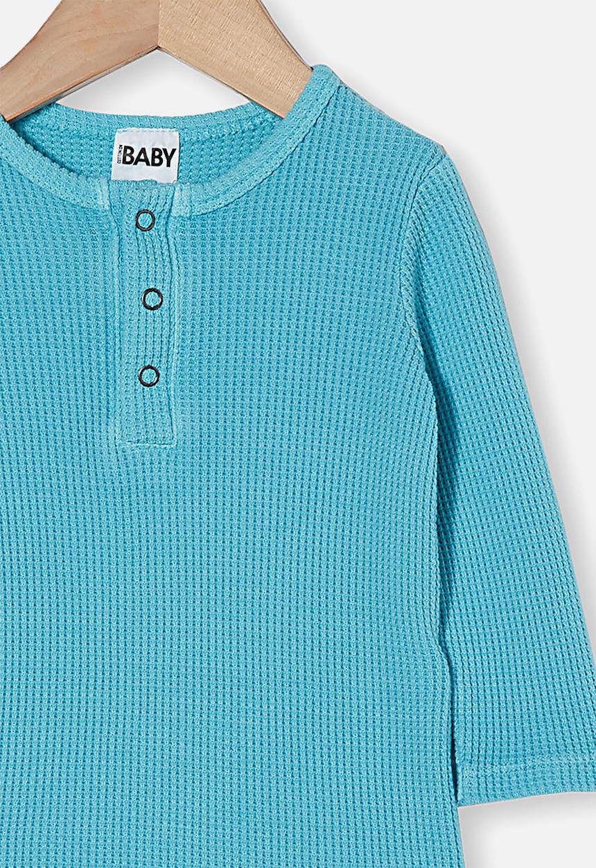 Cotton On - The long sleeve waffle bubbysuit - blue 