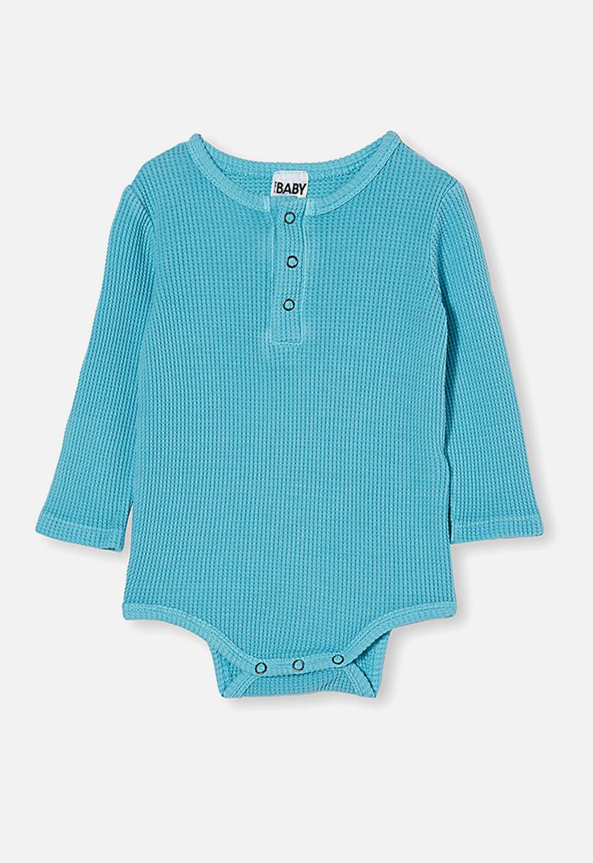Cotton On - The long sleeve waffle bubbysuit - blue 
