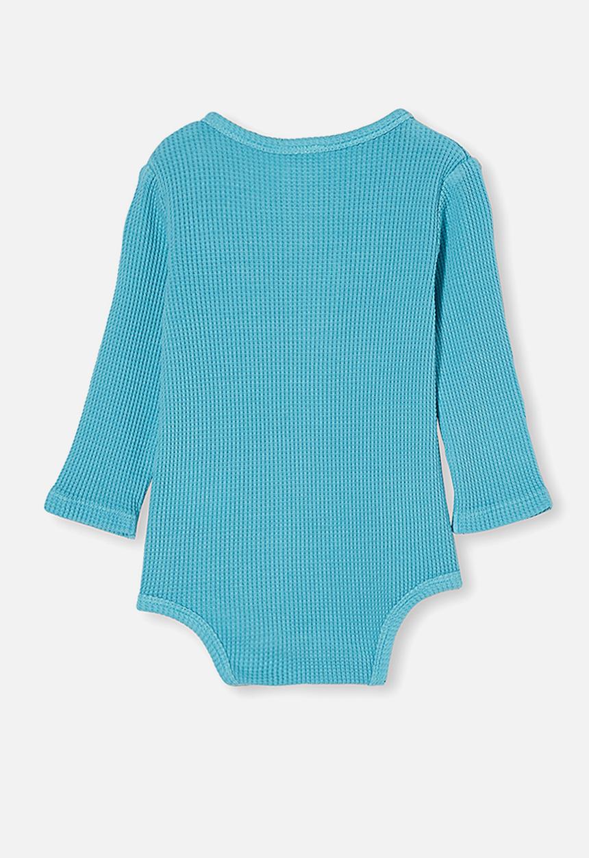 Cotton On - The long sleeve waffle bubbysuit - blue 
