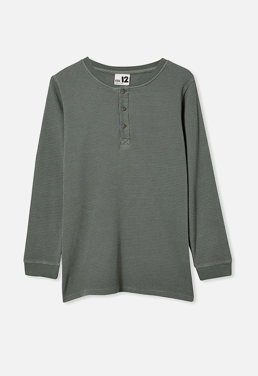 Free by Cotton On - Free long sleeve waffle tee - olive 