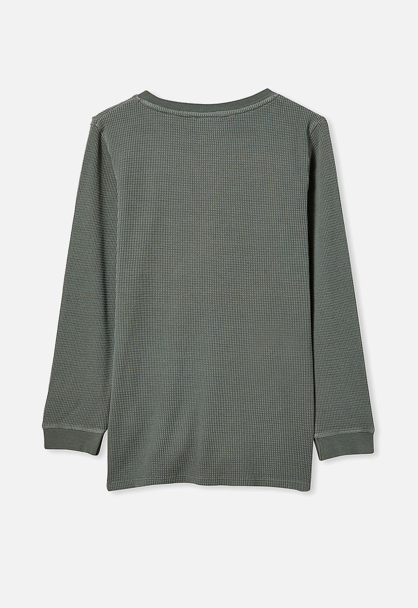Free by Cotton On - Free long sleeve waffle tee - olive 