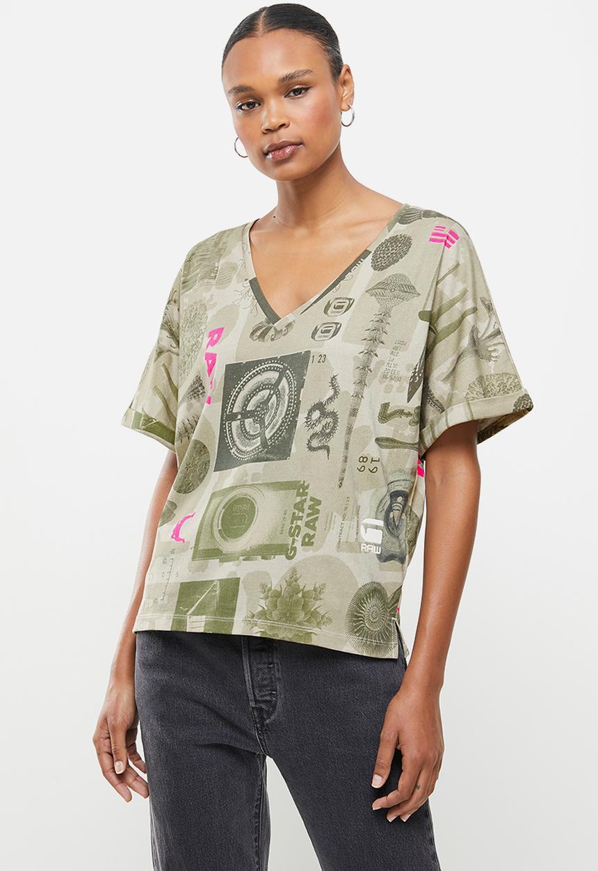G-STAR - Joosa v-neck camo ao tee - olive 