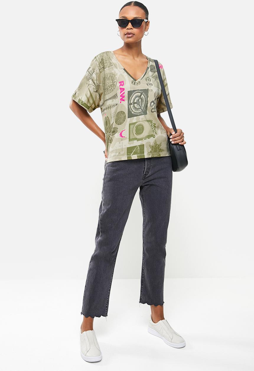 G-STAR - Joosa v-neck camo ao tee - olive 