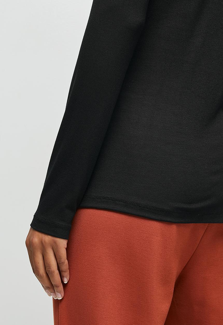 edit - Long sleeve basic scoop neck tee - black