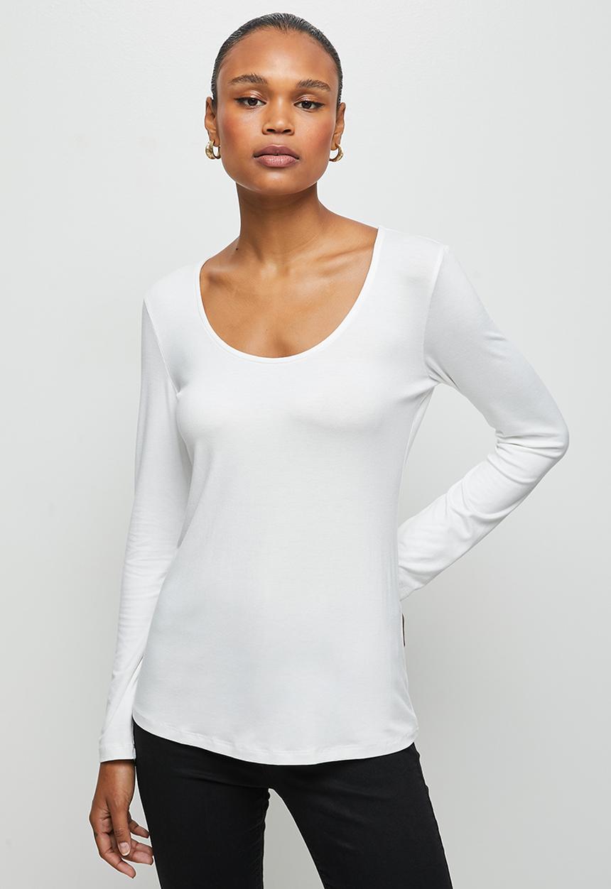 edit - Long sleeve basic scoopneck tee - milk