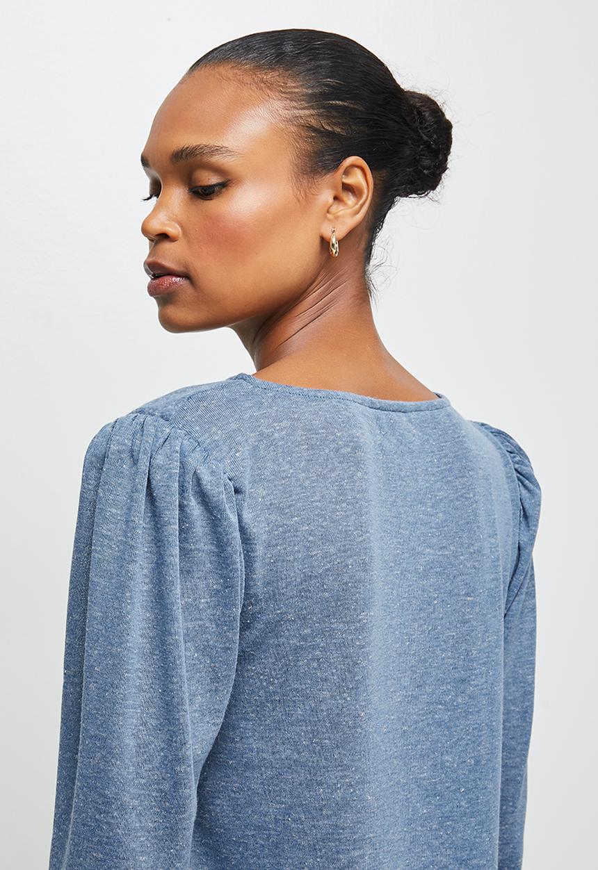 edit - Round neck mutton slv  tee - light blue