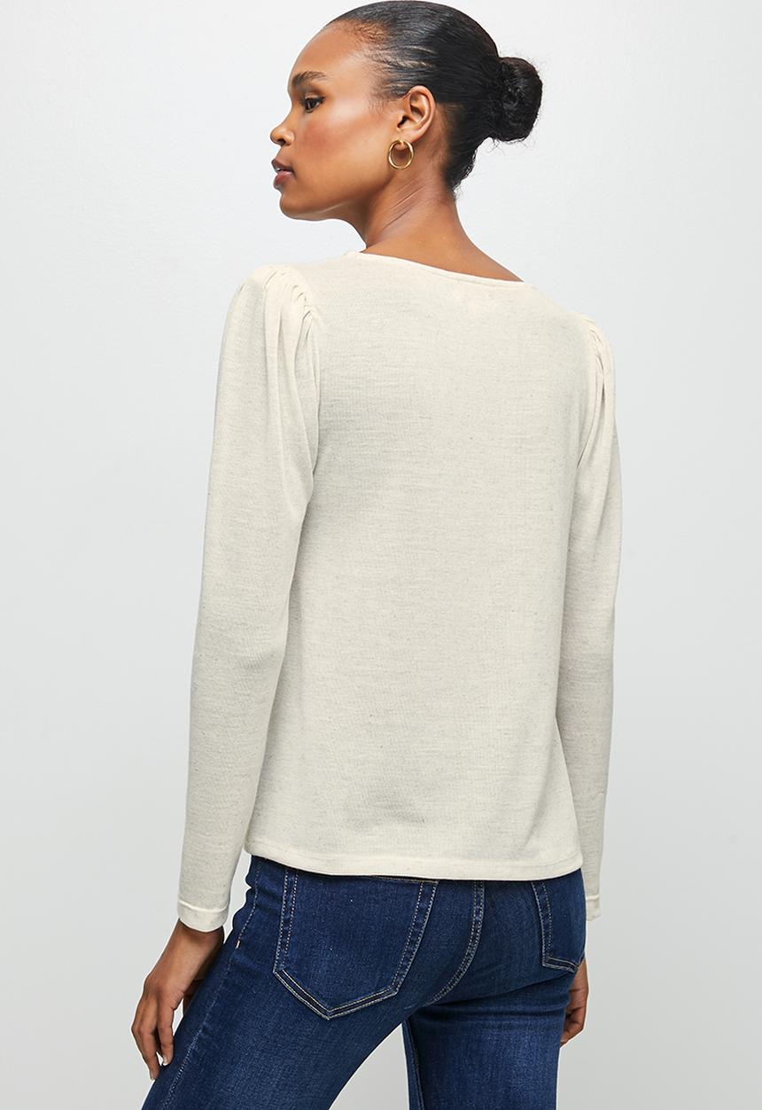 edit - Round neck mutton sleeve tee - oatmeal