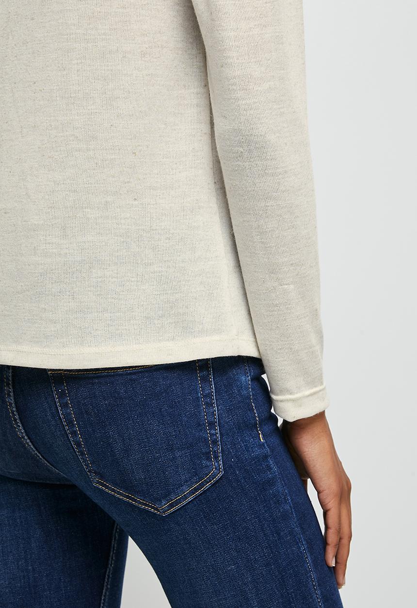 edit - Round neck mutton sleeve tee - oatmeal