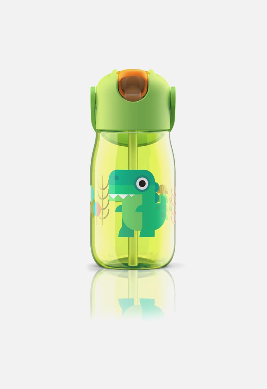 Zoku - Dino kids flip straw bottle - green