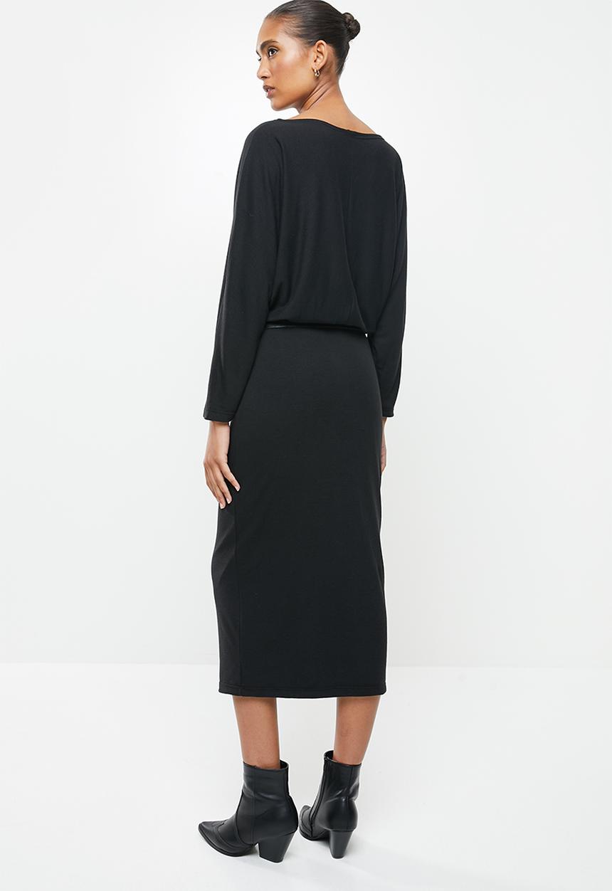 VELVET - Dolman sleeve column midi dress - black
