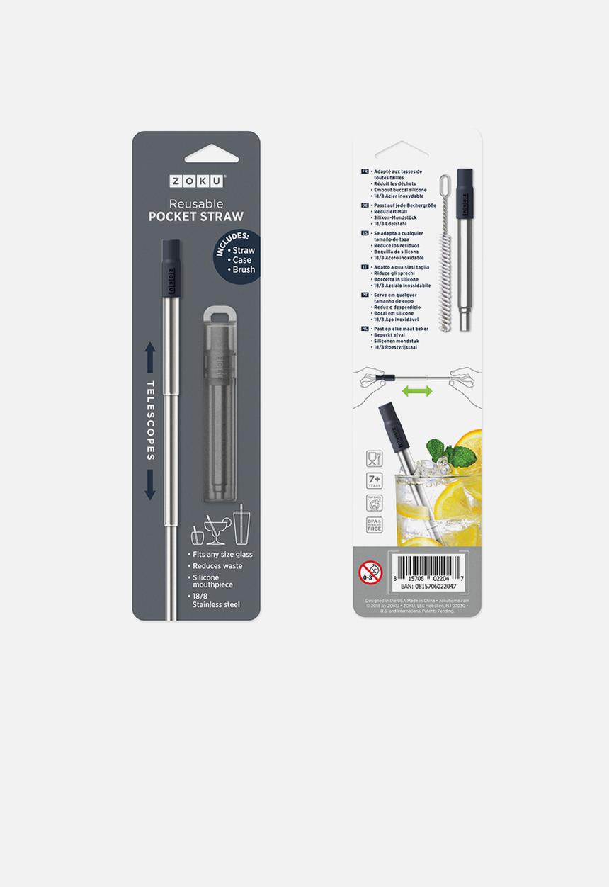 Zoku - Pocket straw - charcoal