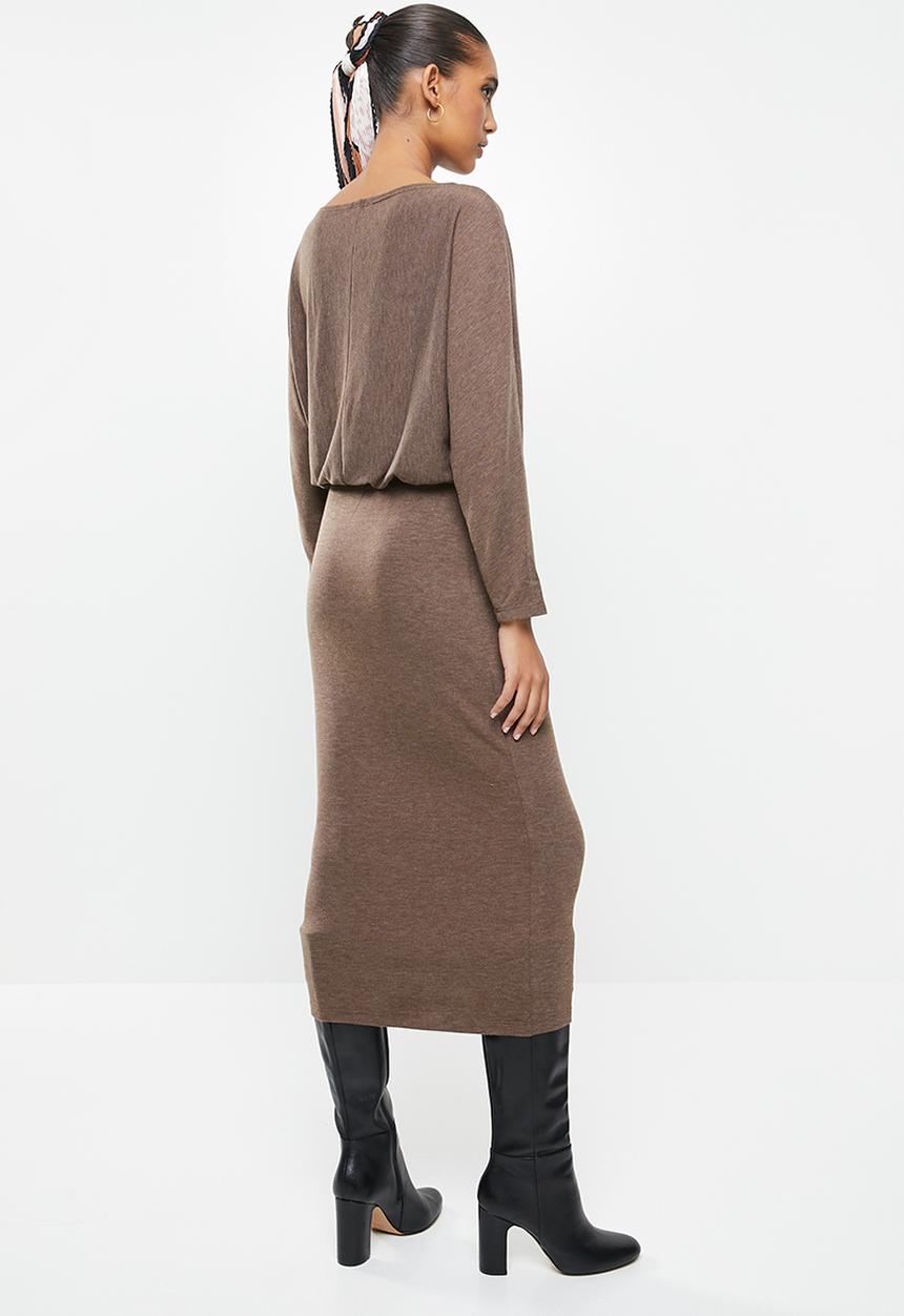 VELVET - Dolman sleeve column midi dress - taupe 