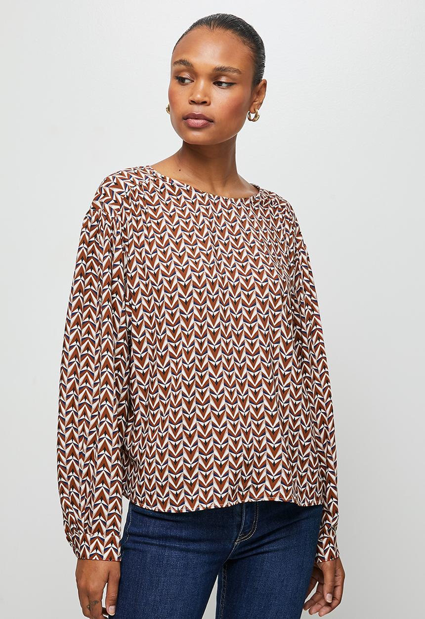 edit - Mutton sleeve blouse - multi 