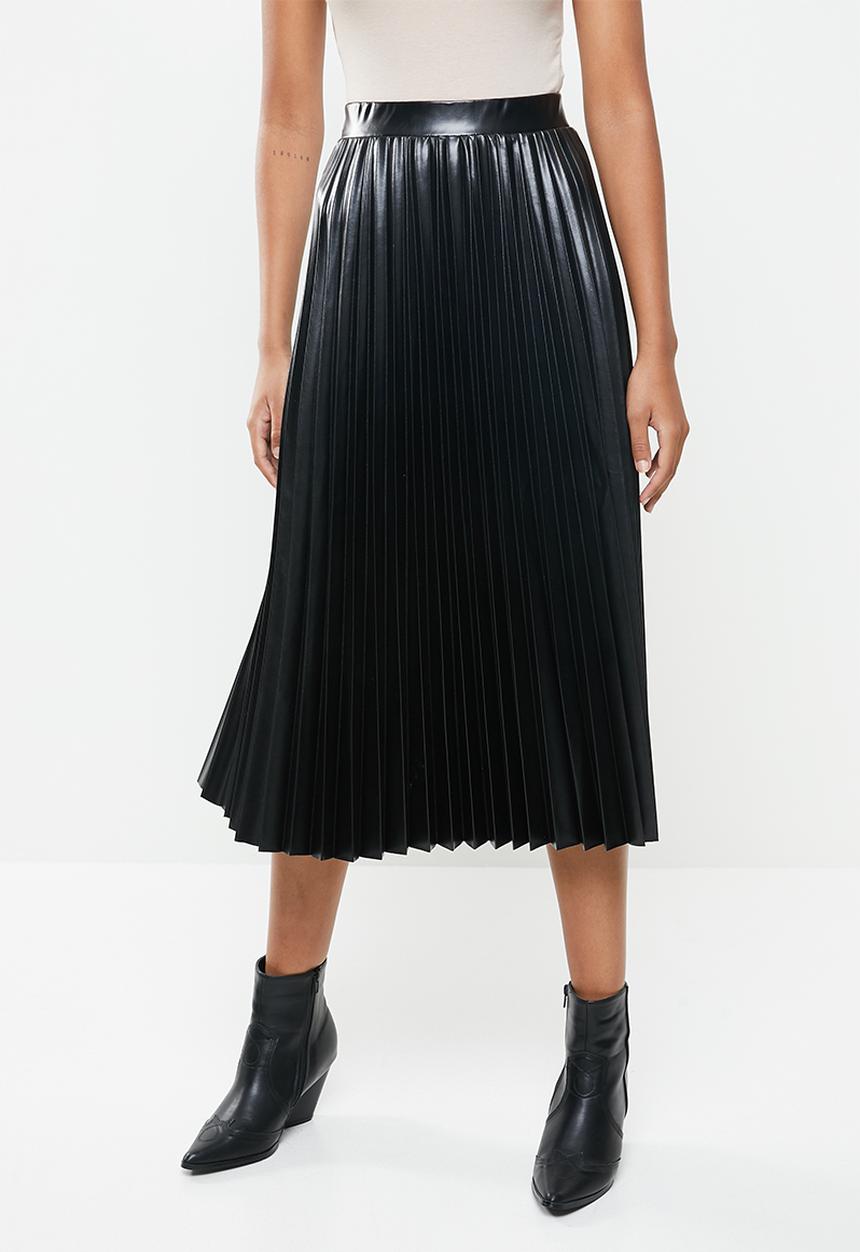 VELVET -  Pu pleated a-line midi skirt