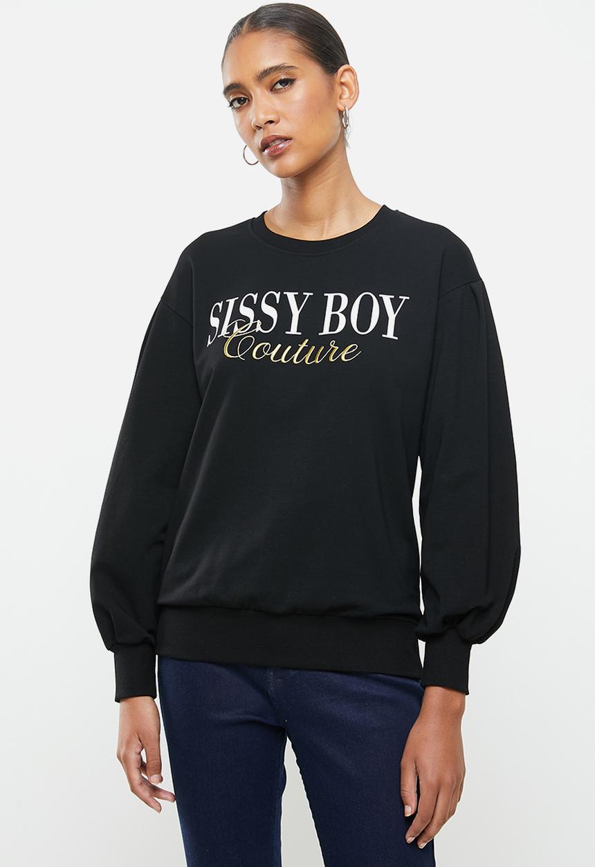 SISSY BOY - Malea: sweater with logo transfer and embroidery - black