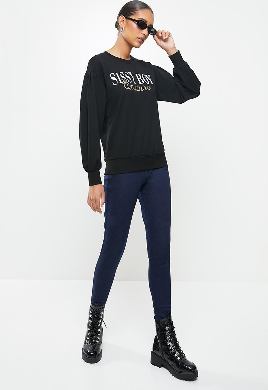 SISSY BOY - Malea: sweater with logo transfer and embroidery - black
