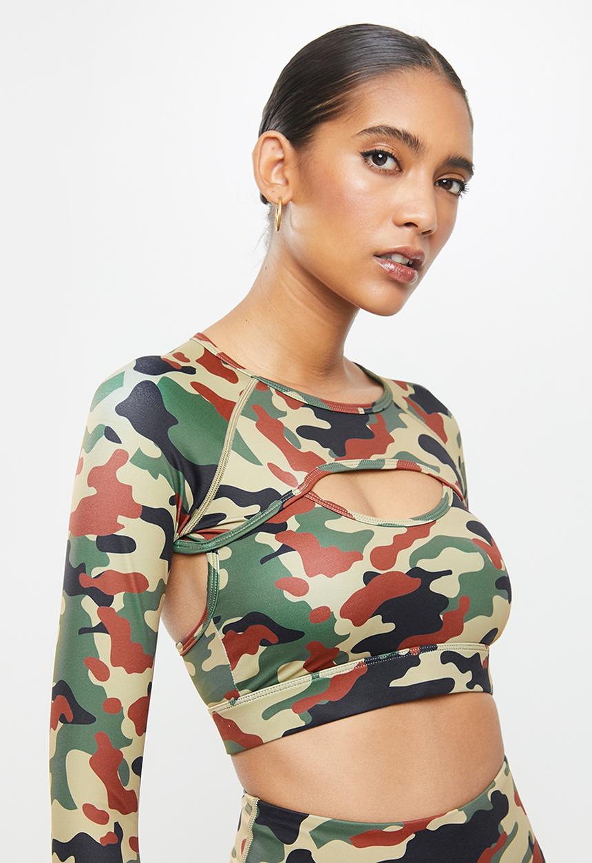 SISSY BOY - Sissyboy sport: camo printed long sleeve crop - multi 