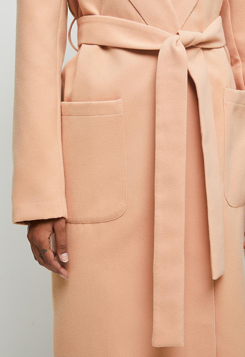 edit - Hooded belted coat - dusty pink