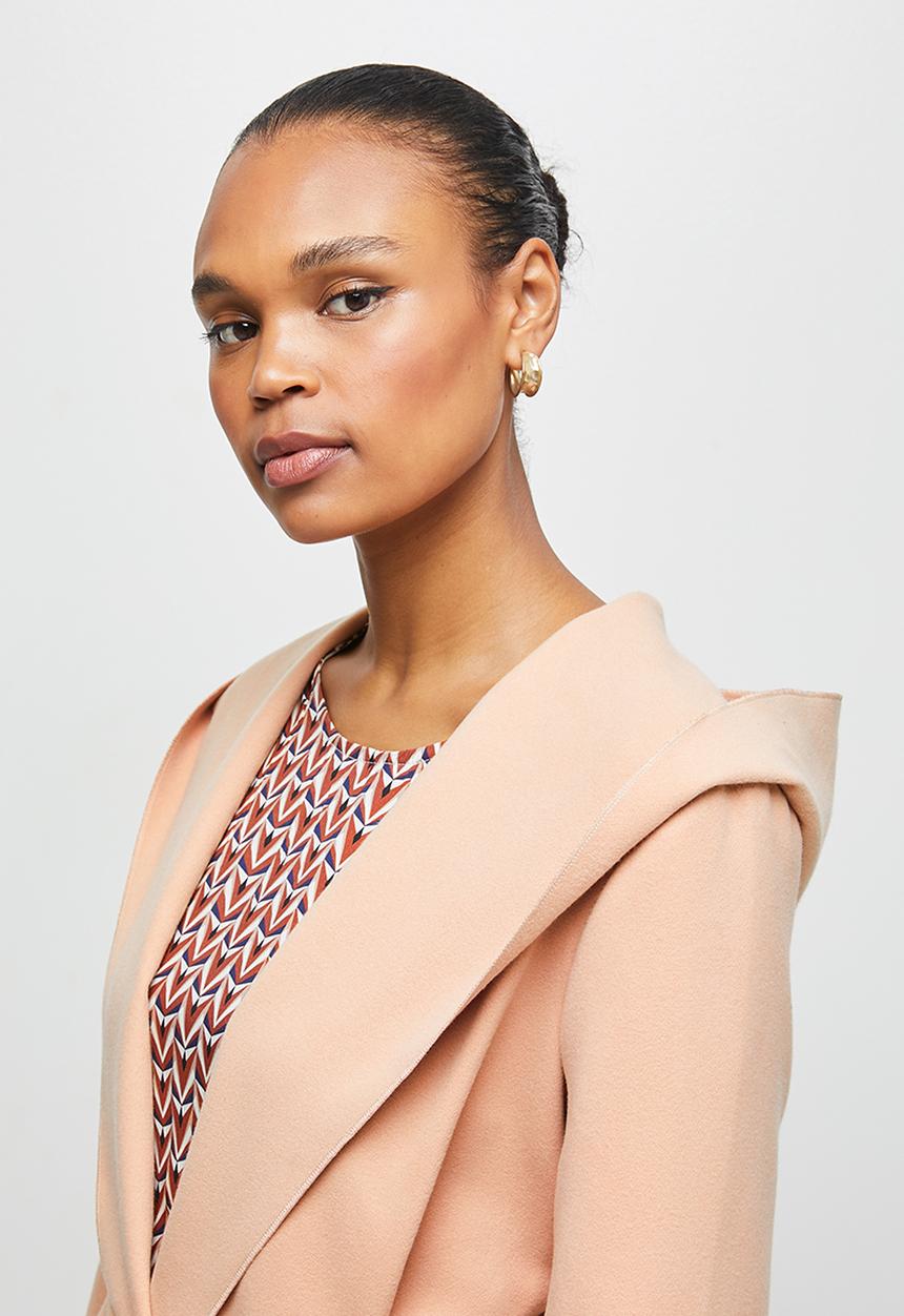 edit - Hooded belted coat - dusty pink