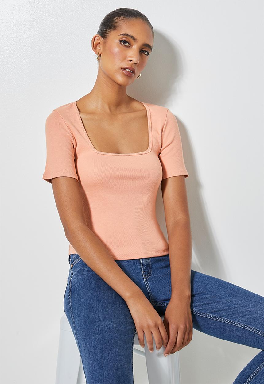 Superbalist - Squareneck rib tops - pink