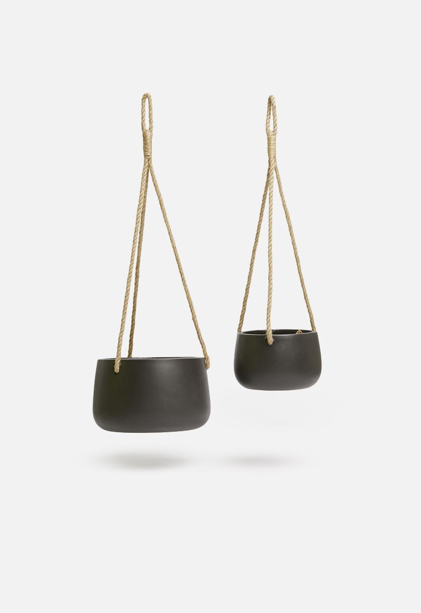 H&S - Ceramic flower pot set - black