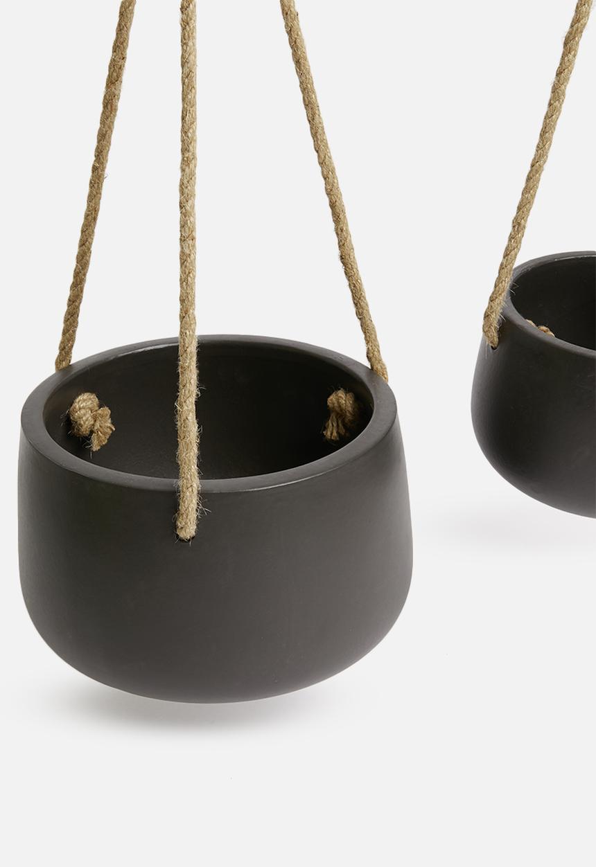 H&S - Ceramic flower pot set - black