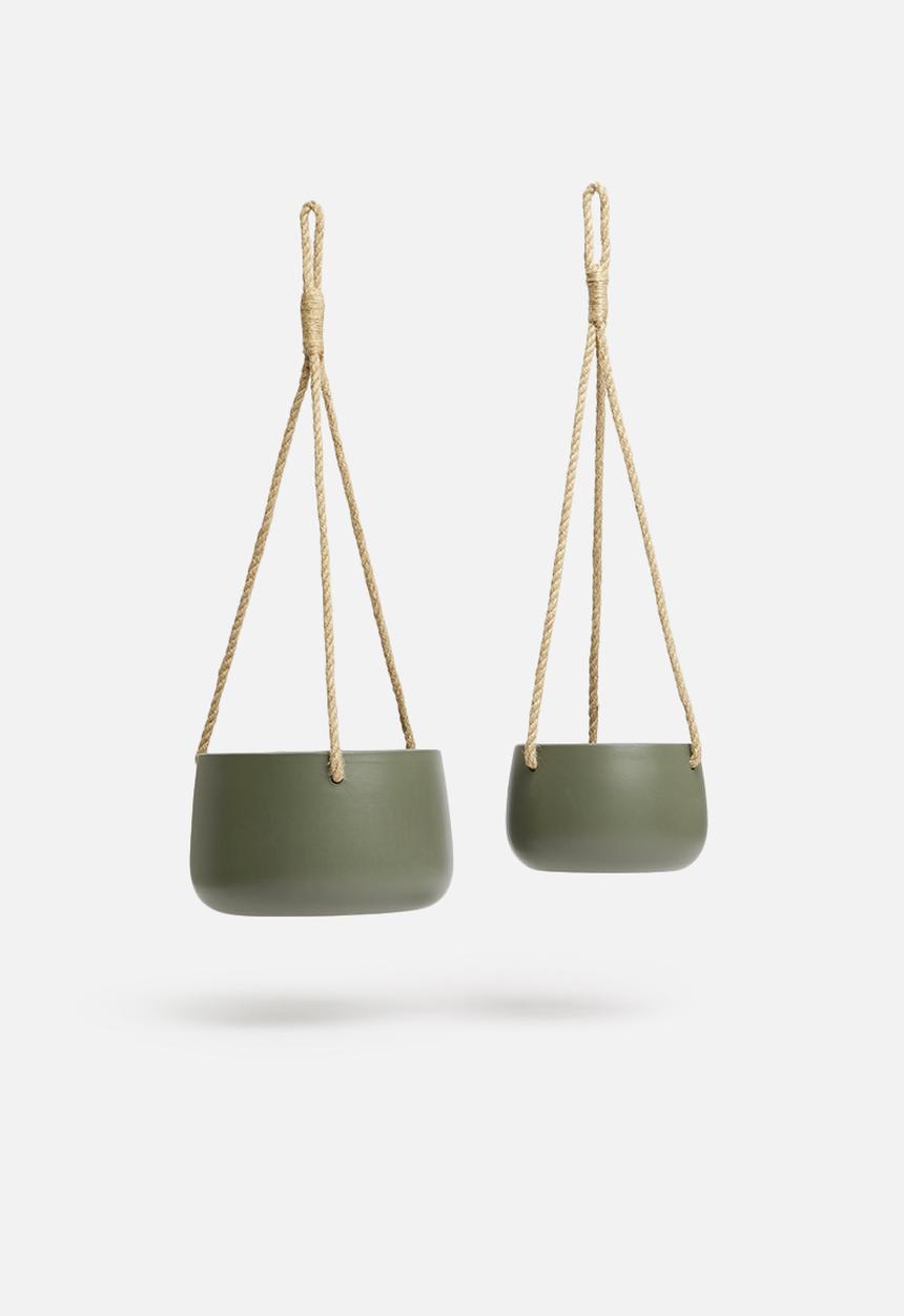 H&S - Ceramic flower pot set - green 