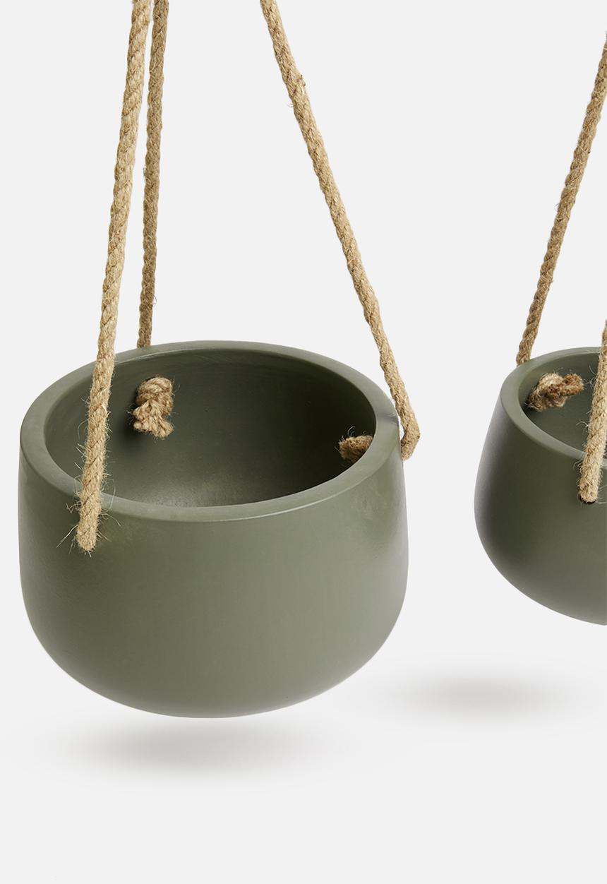 H&S - Ceramic flower pot set - green 