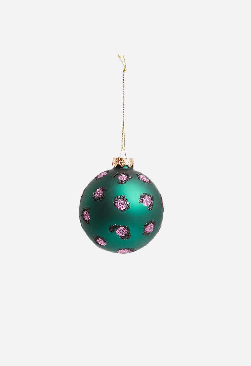 H&S - Bright leopard Christmas ball set of 6 - multi