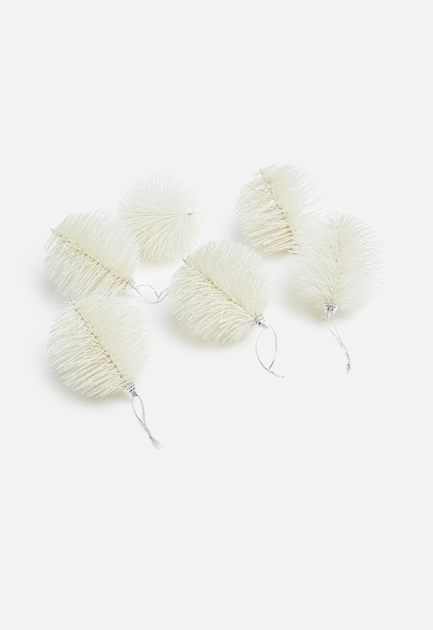 H&S - Glittebrush Christmas balls set of 6 - white