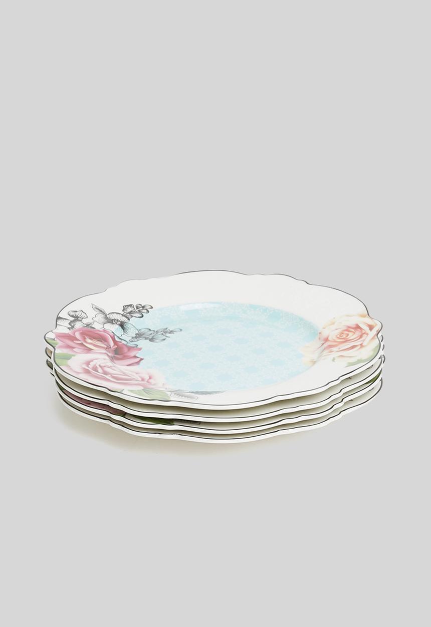 Jenna Clifford - Wavy rose dinner plate set of 4 - white 