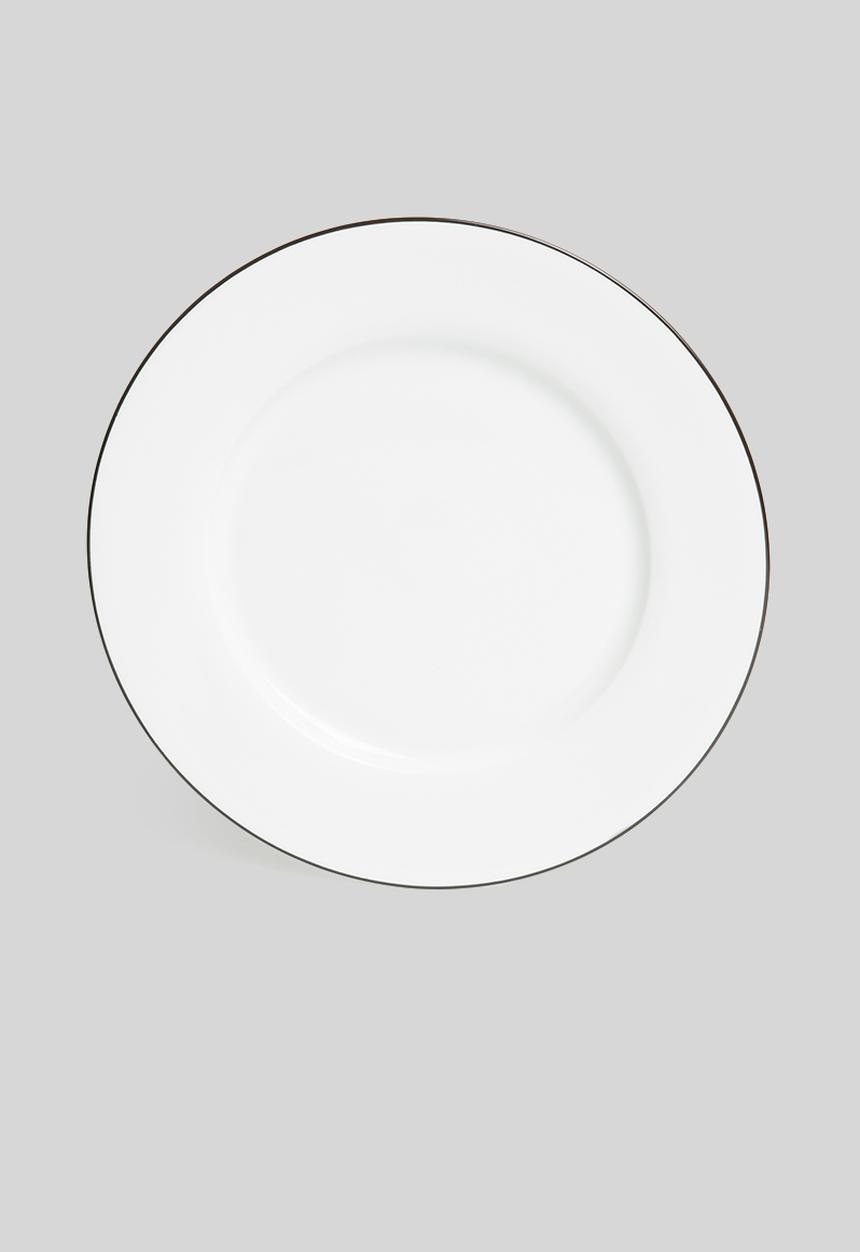 Jenna Clifford - Porcelain dinner plate black band set of 4 - white 