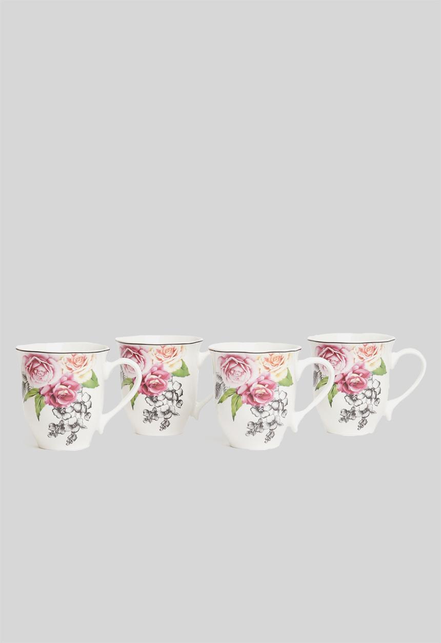 Jenna Clifford - Wavy rose mug set of 4 - white