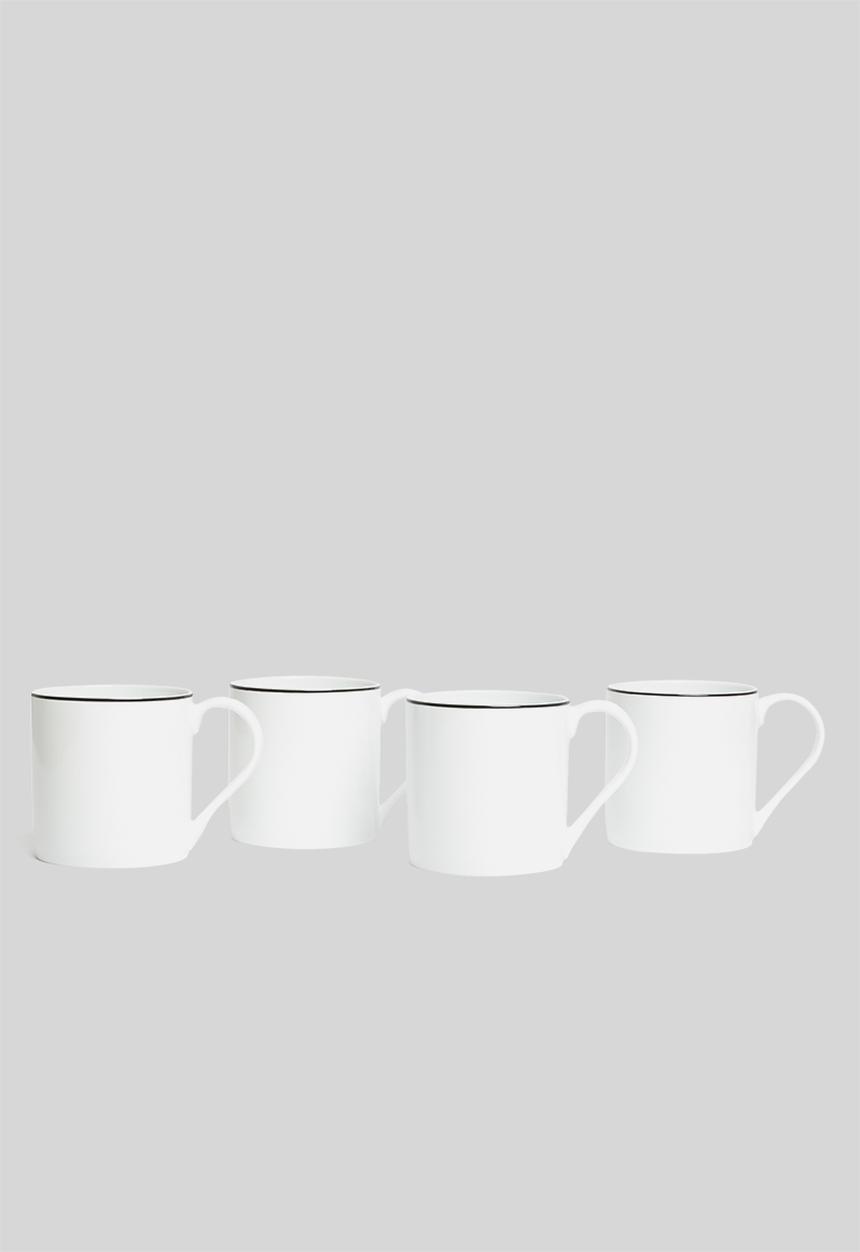 Jenna Clifford - Porcelain mug black band set of 4 - white
