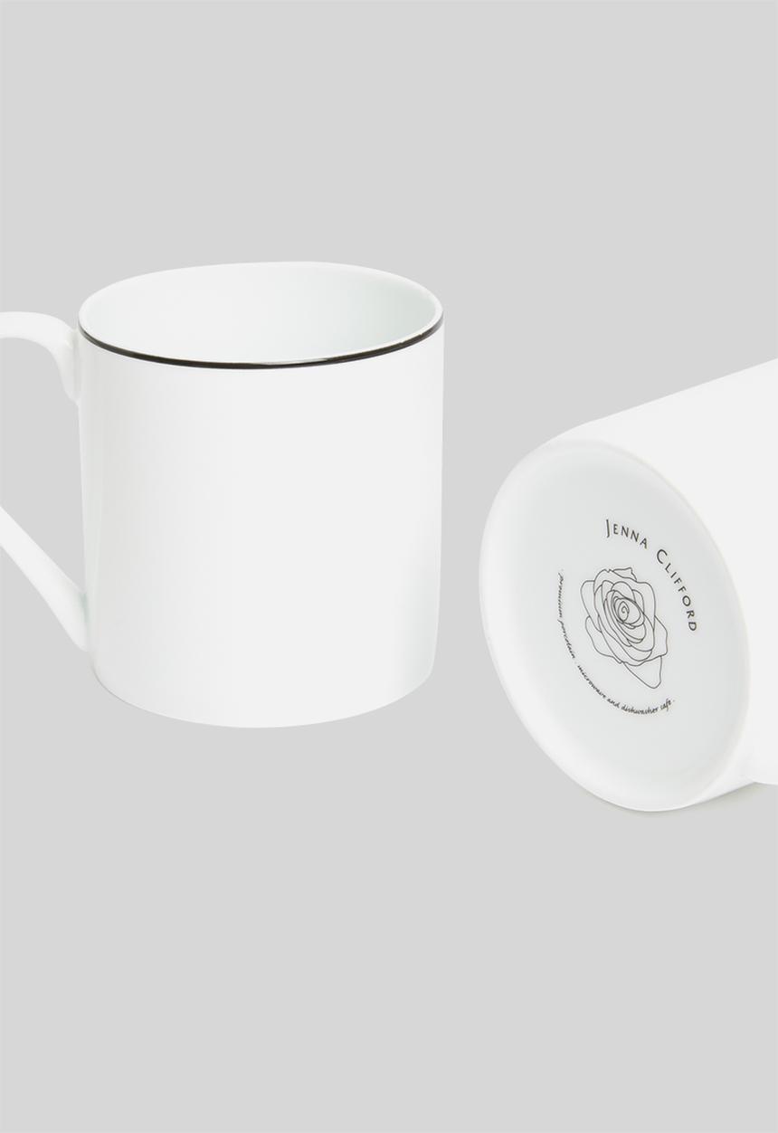 Jenna Clifford - Porcelain mug black band set of 4 - white
