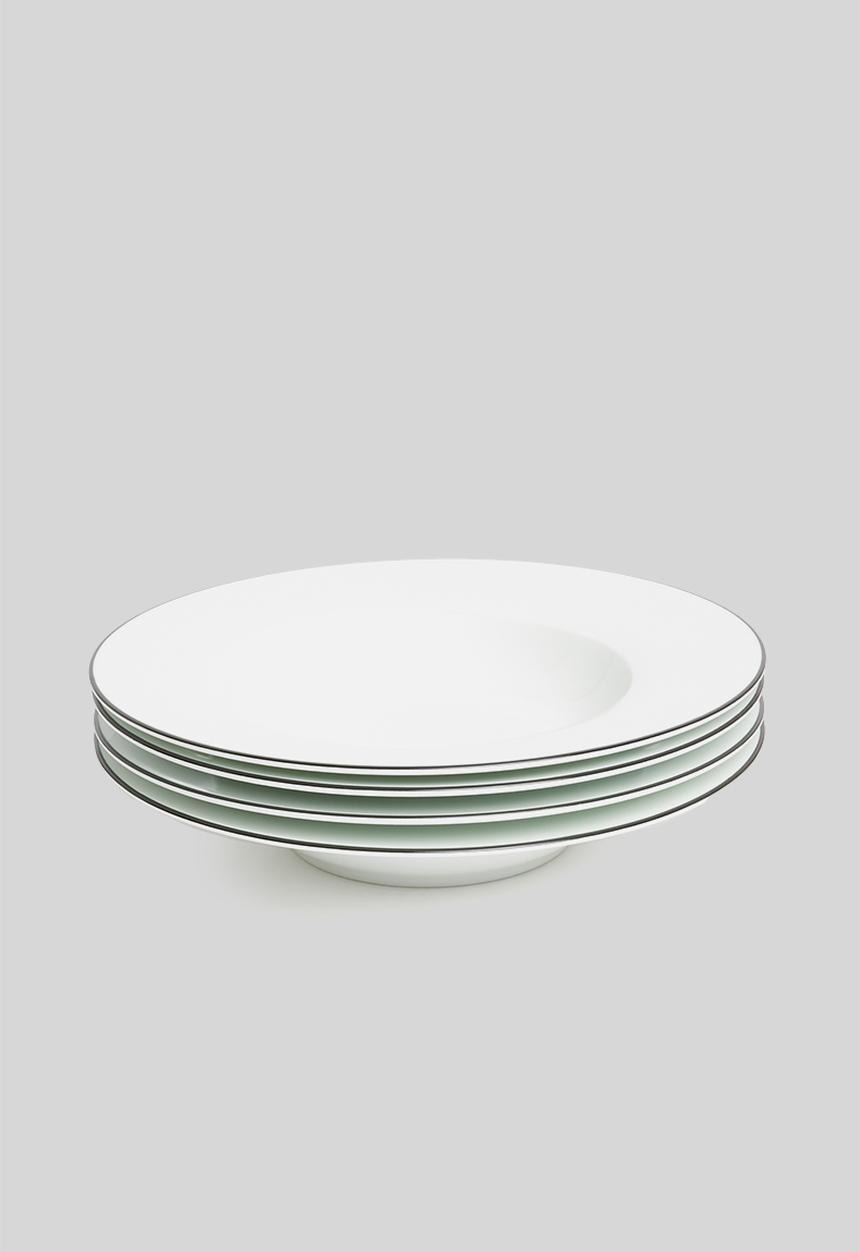 Jenna Clifford - Porcelain pasta bowl black band set of 4 - white