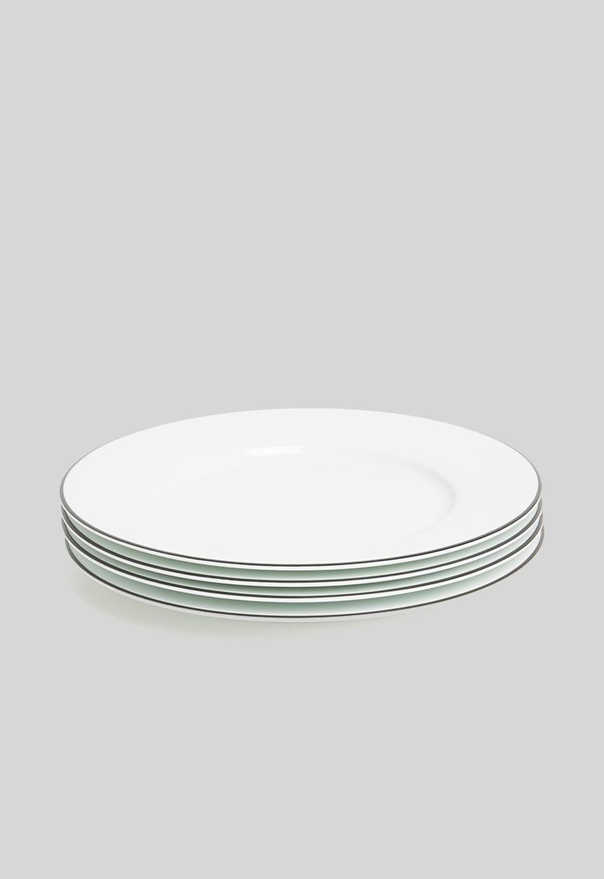 Jenna Clifford - Porcelain side plate black band set of 4 - white 