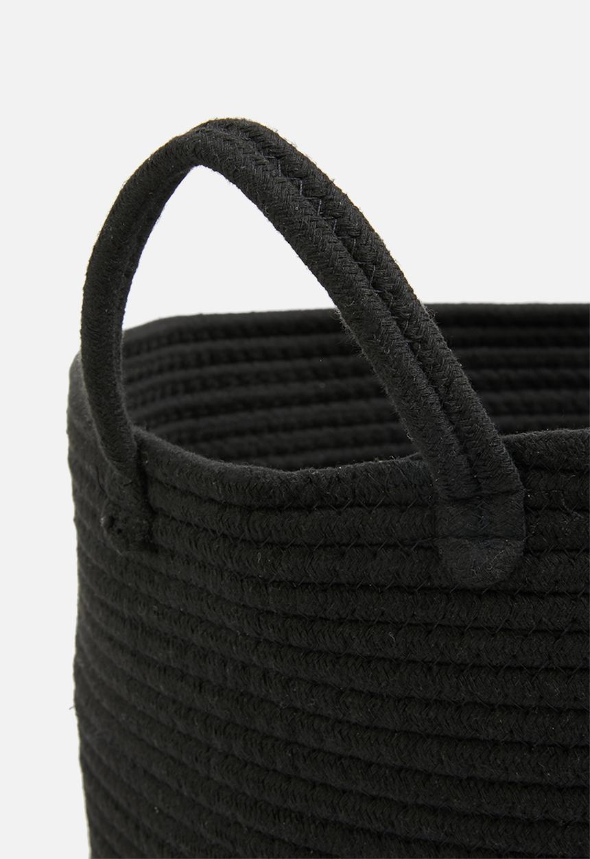 Sixth Floor - Cotton rope storage basket - black