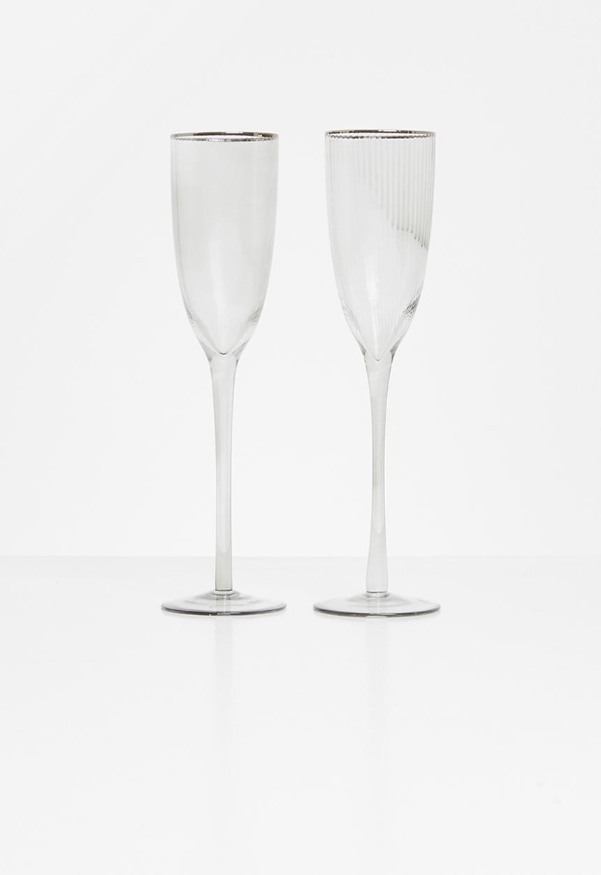 Excellent Houseware - Smokey champagne glass set of 2 - clear