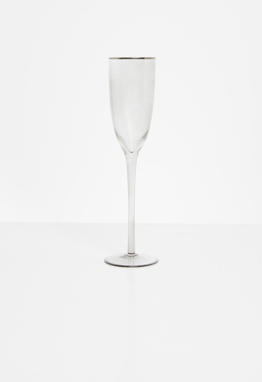 Excellent Houseware - Smokey champagne glass set of 2 - clear