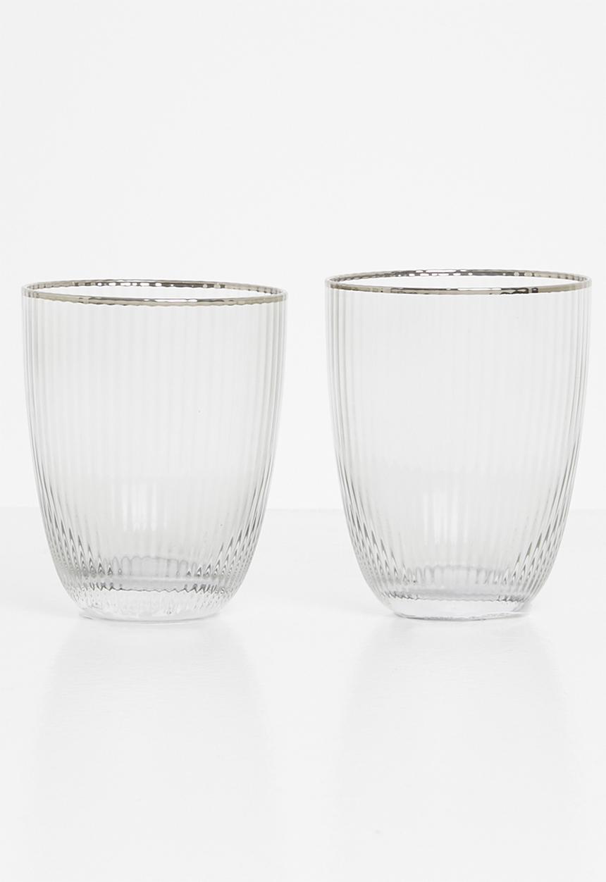 Excellent Houseware - Smokey water glass set of 2 - clear