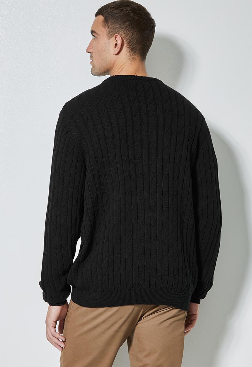 Superbalist - Regular fit cable knit jersey - black