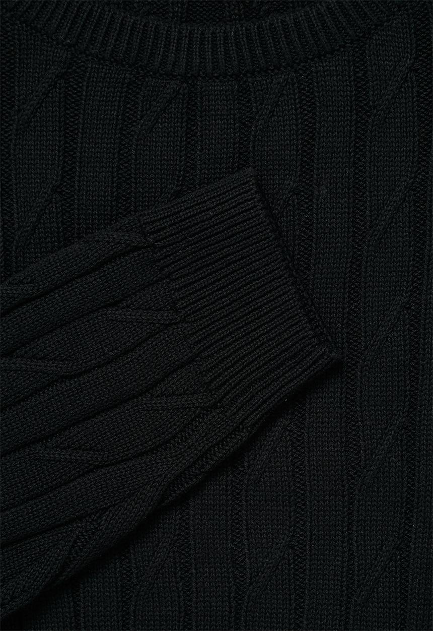 Superbalist - Regular fit cable knit jersey - black
