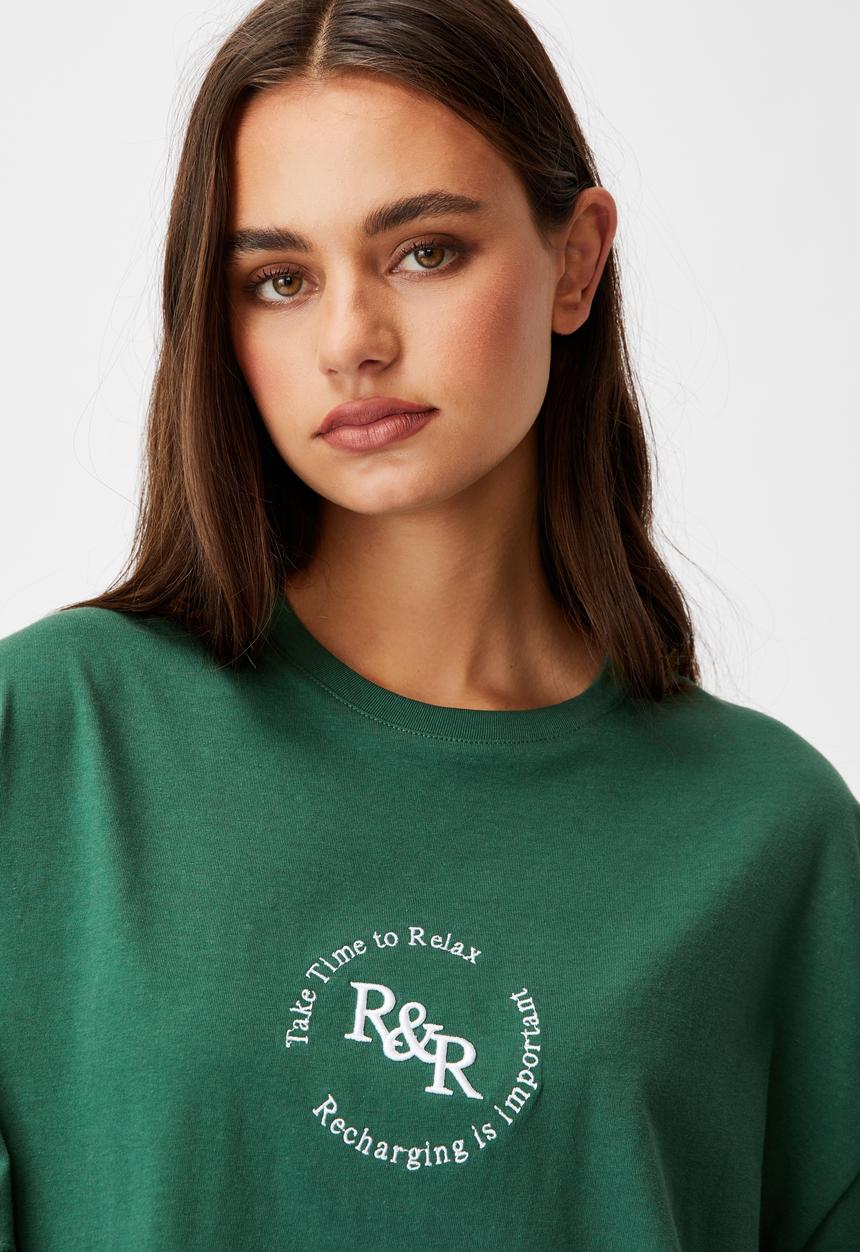 Factorie - Super relaxed graphic tee - hunter green